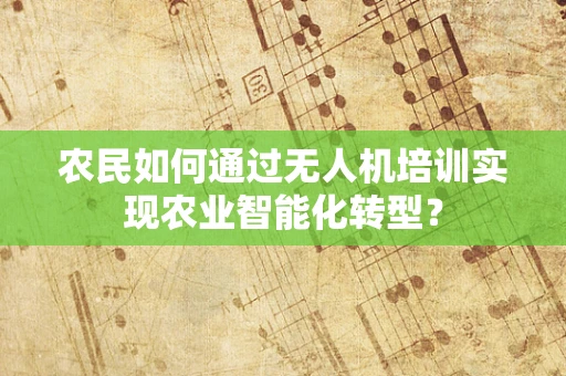 农民如何通过无人机培训实现农业智能化转型？